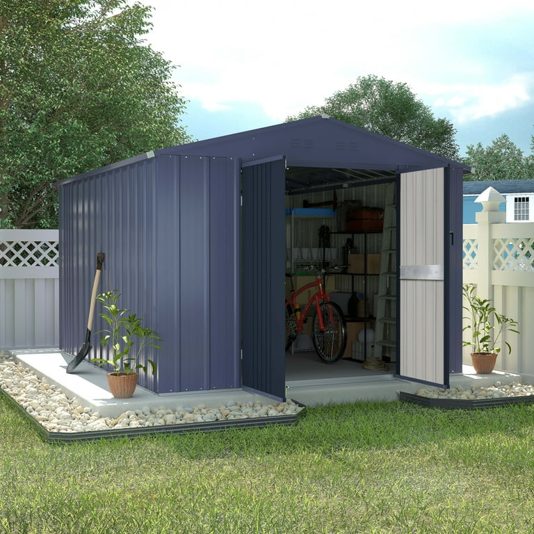 VEIKOUS Steel Outdoor Storage Shed, 8'x10' Metal Tool Shed