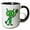 Black/White, variant on 3drose, Funny Cute Green Martian Alien Waving Cartoon, 15oz Mug