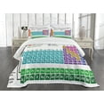 thumbnail image 3 of Ambesonne Periodic Table Quilted Bedspread Set 3 Pcs, Modern Vibrant, King Size, Multicolor, 3 of 5