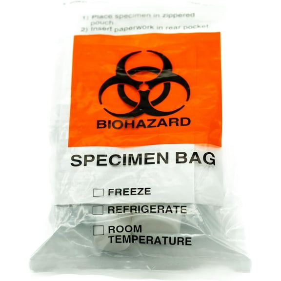 Specimen Biohazard Bags with Extra Pocket 6"x9" (Qty 1,000 bags) by BioRx Sponix