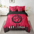 thumbnail image 2 of 7 Pcs Comforter Set Twin Size,Basketball Bed in a Bag with Flat Sheet and Fitted Sheet and Adults,Sports Bedding Set with Pillowcase and Sham,Chicago, 2 of 5