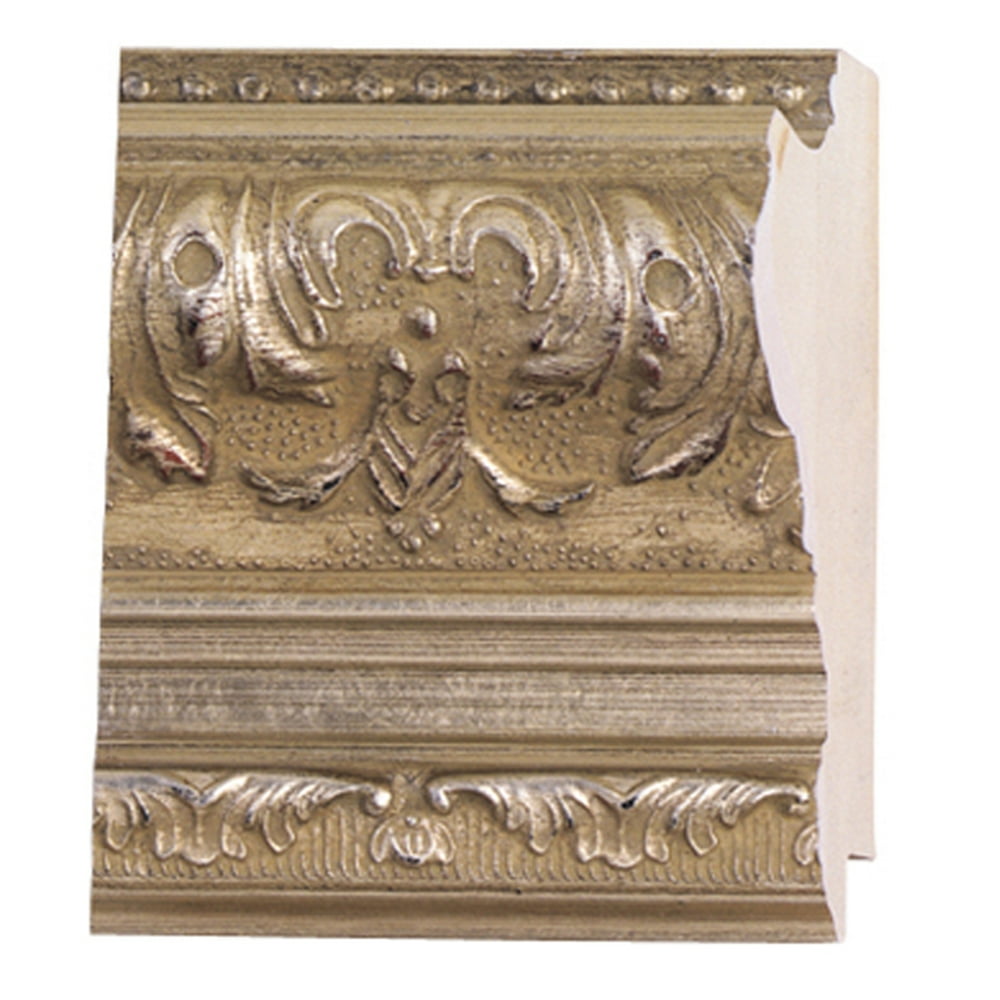 Picture Frame Moulding (Wood) Ornate Silver Finish 3.5" width 3/8