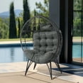 thumbnail image 3 of Ktaxon Wicker Egg Chair, Indoor Outdoor Patio Lounger Rattan Chair Steel Frame with Soft Cushion for Patio, Balcony, Living Room- Gray, 3 of 7