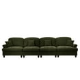 thumbnail image 4 of Newest Elegant Large 4 Seater Sofa Couch,Flared Arms,Removable Ruffles Pleats Skirts,Spindle Legs, Comfy Chenille Four-Seat Sofa for Living Room, Green, 4 of 21