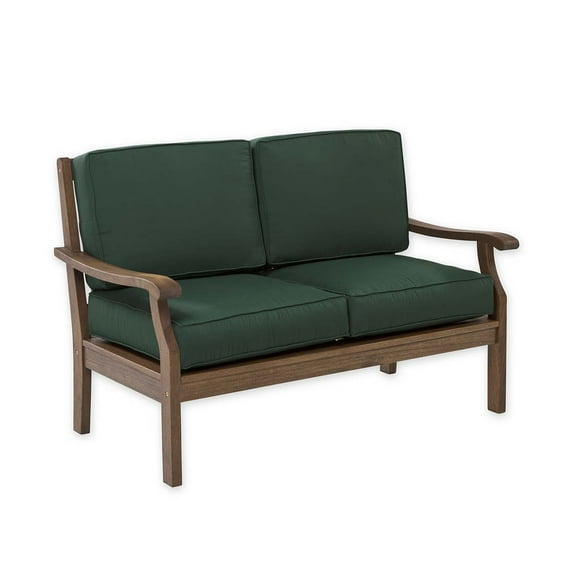 Claremont Love Seat with Cushions for Outdoors - Made of Eucalyptus Wood
