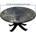 thumbnail image 4 of Round Elastic Edge Fitted Table Cover, Charcoal Grey Marble Polyester Washable Table Cloth, for Indoor Holiday Family Banquet and Outdoor Patio Use, Fit for 52" Table, 4 of 4