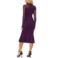 thumbnail image 3 of INSPIRE CHIC Women's Dress Mermaid Bodycon Mock Neck Sheer Mesh Long Sleeve Dresses L Dark Purple, 3 of 6