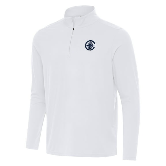 Men's Antigua White LA Clippers Intent Quarter-Zip Top
