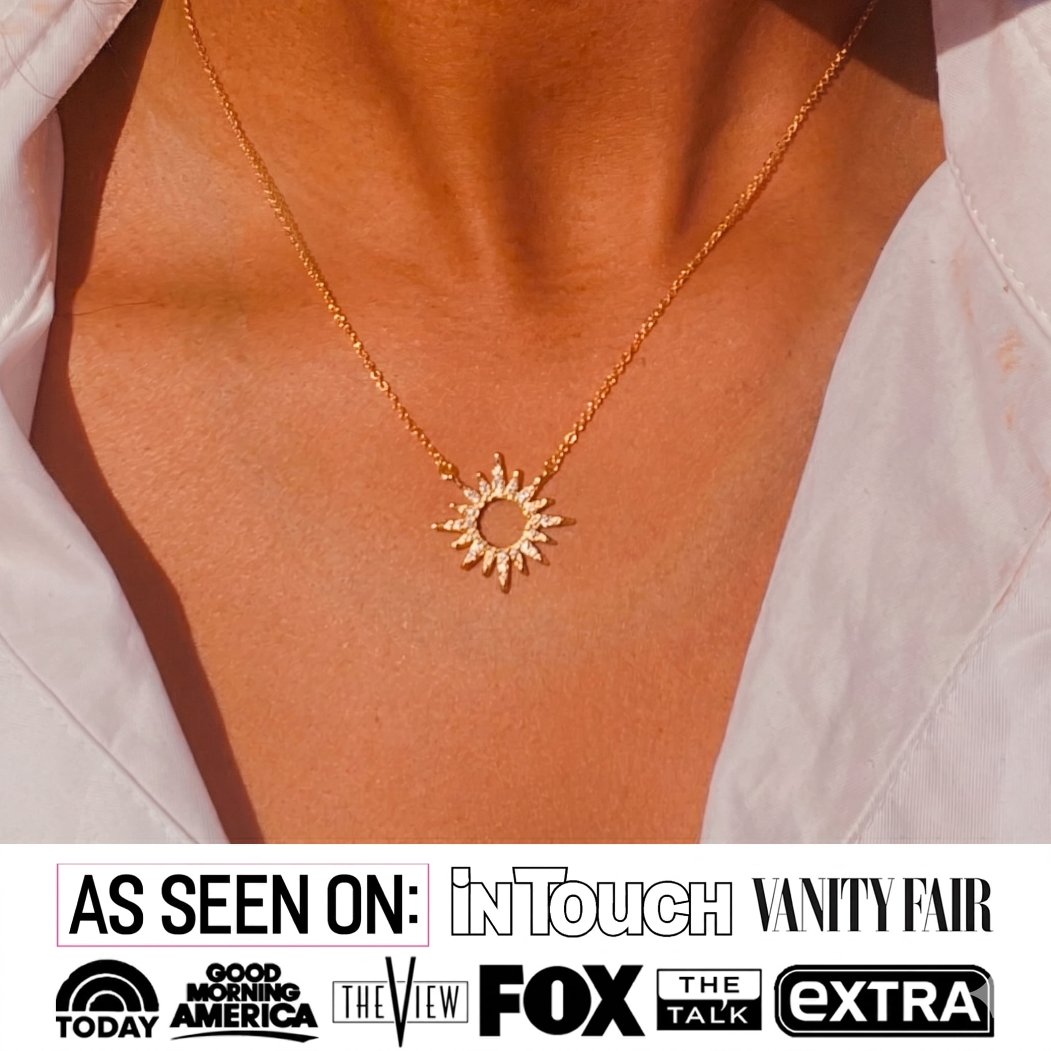 Cate & Chloe Evie 18k Yellow Gold Plated Sun Pendant Necklace with Swarovski Crystals for Women