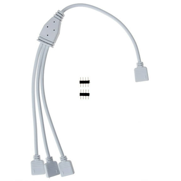 SUPERNIGHT RGB LED Strip light 4 PIN Splitter 1 to 3 Connector Wire with 4 PIN Connector (White)