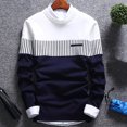 thumbnail image 6 of Hevirgo Fashion Men Color Block Patchwork O Neck Long Sleeve Knitted Sweater Top Blouse,White M, 6 of 10