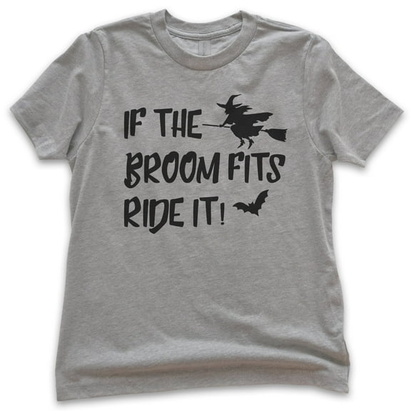 Kids If The Broom Fits Ride It Witch Shirt, Youth Kids Boy Girl T-Shirt, Halloween T-shirt, Witch T-shirt, Dark Heather Gray, Medium