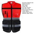 thumbnail image 7 of Joernso Men High-Visibility Reflective Vest V-neck Sleeveless Multi Pockets Design Waistcoat Clear ID Pocket Pen Holder Vest Coat, 7 of 7
