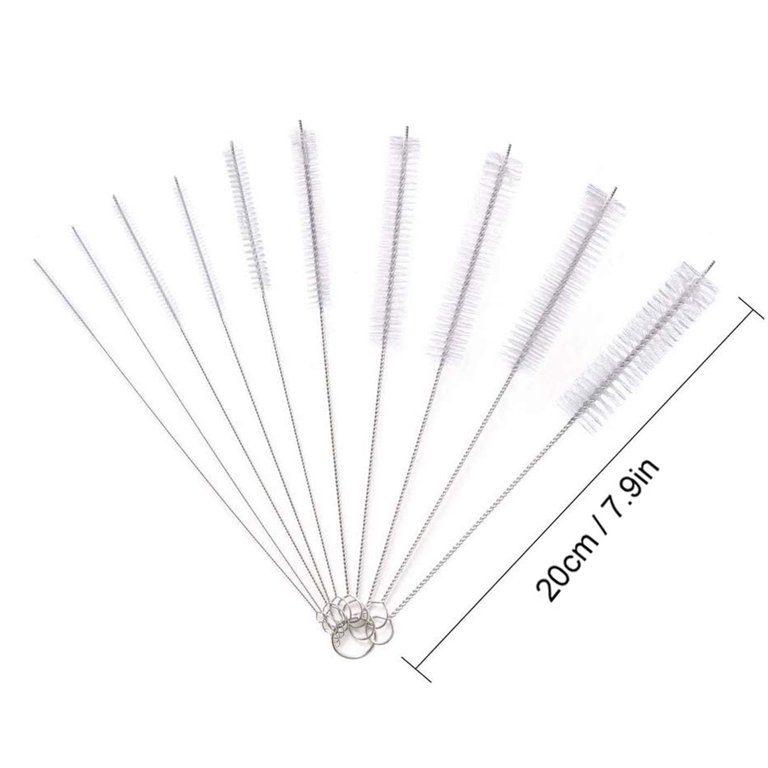 10pcs white straw cleaning brush