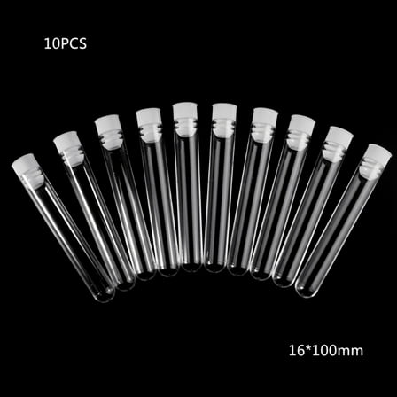 Milue Practical Clear Test Tubes with Caps Plastic for Experiments Liquid Powder 10PC