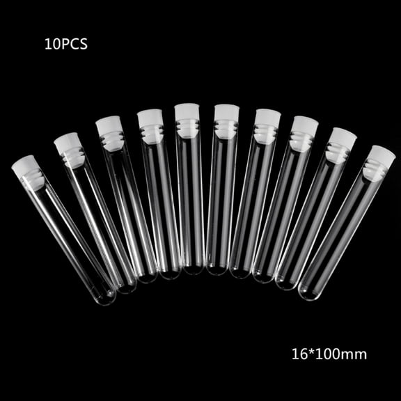 Milue Practical Clear Test Tubes with Caps Plastic for Experiments Liquid Powder 10PC