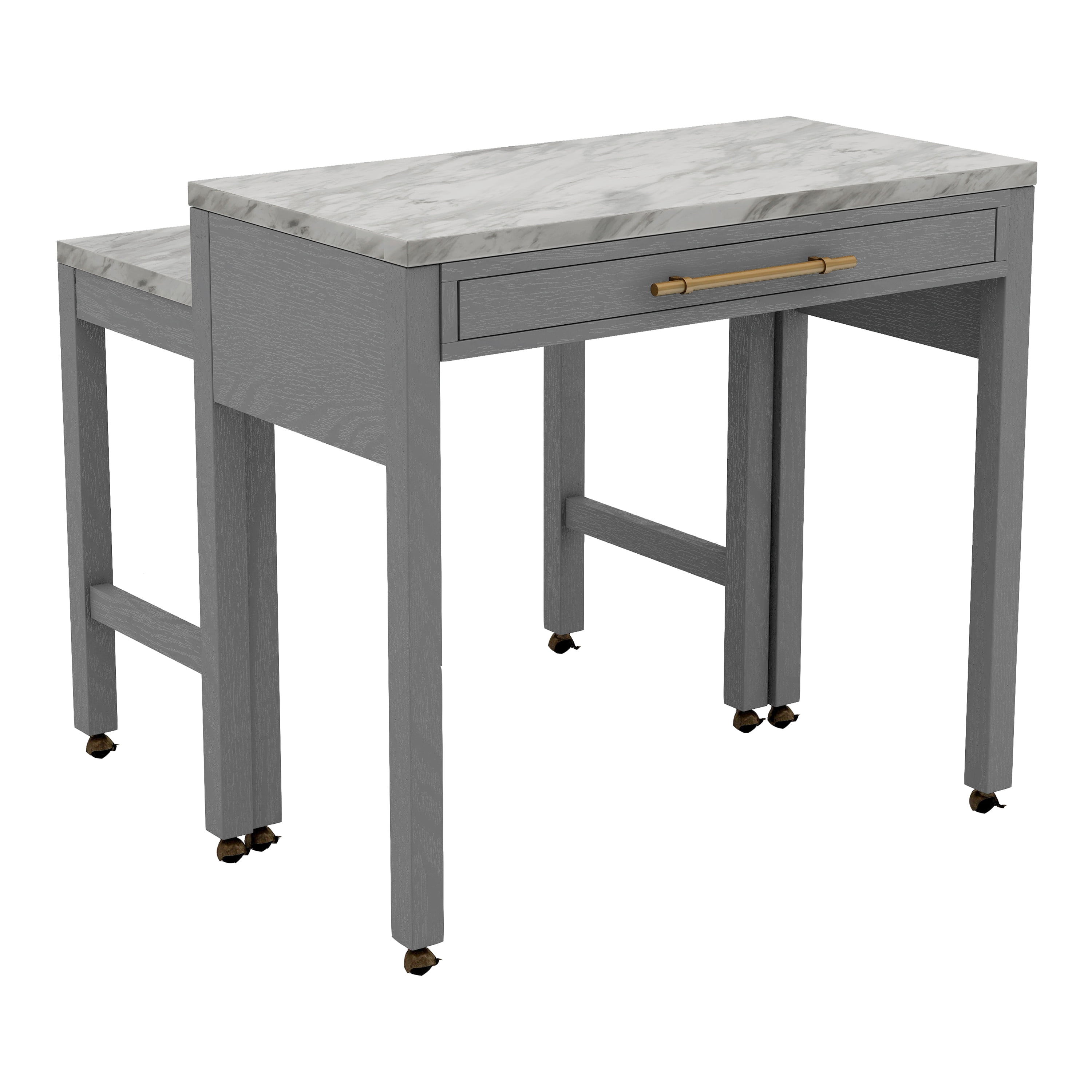 Furniture of America Clara 1-Drawer Wood Light Gray Nested Counter Height Dining Table with Wheels