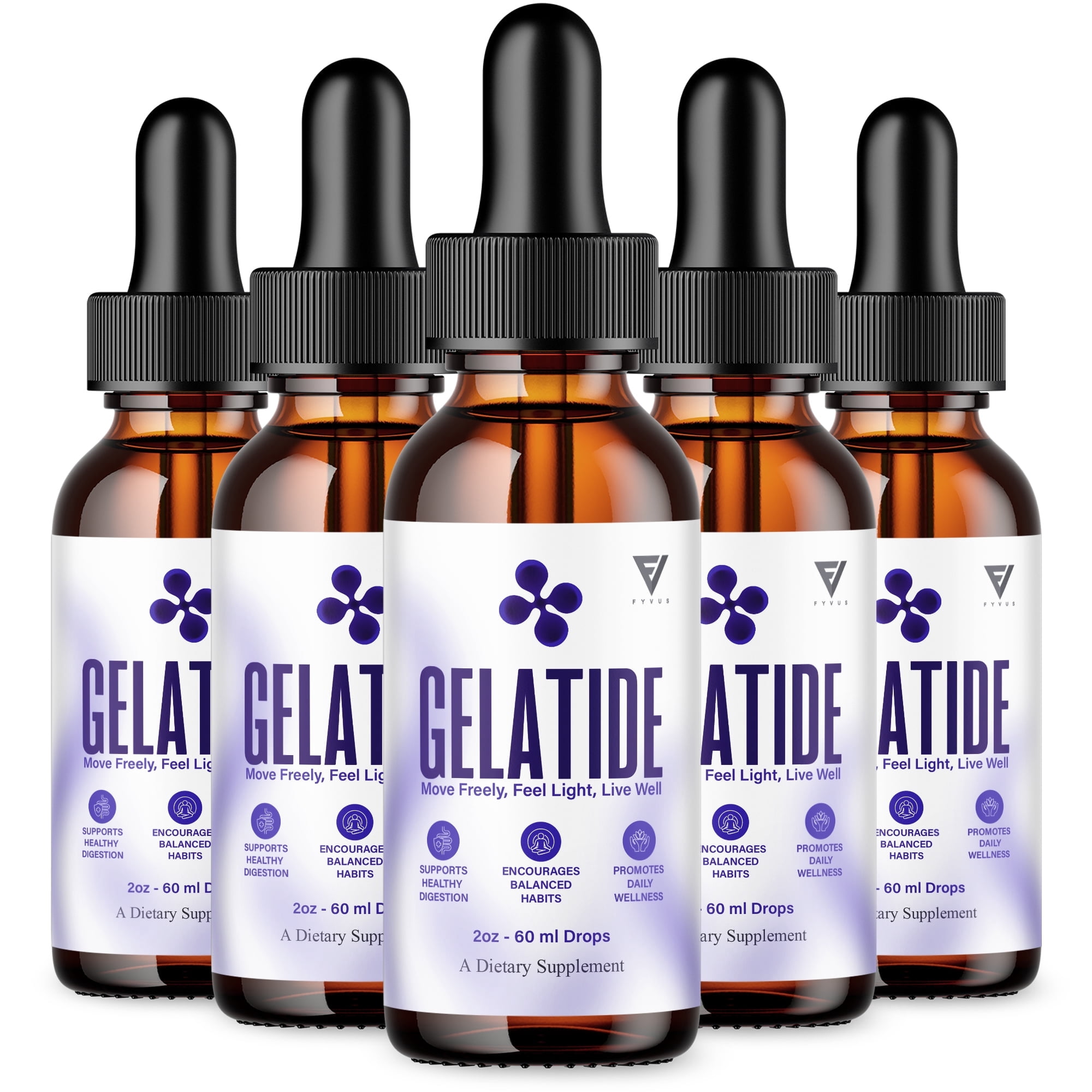 (5 Pack) Gelatide Weight Management Drops, Gelatide Daily Health and Overall Energy Support (10oz)