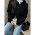 thumbnail image 3 of Cárdigan de punto informal para mujer, chaqueta ajustada de manga larga con cuello redondo y bolsillos, 2024, 3 of 5