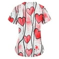 thumbnail image 2 of Valentine's Day Print Nursing Uniforms for Women Love Heart Printed V Neck Breathable Scrub Tops Short Sleeve Professionals Soft Stretch T-Shirts with Pockets red 5X-Large, 2 of 4