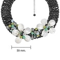 thumbnail image 3 of Tropical Dreams Glowing Mother of Pearl and Black Crystal Beads Floral Necklace, 3 of 5