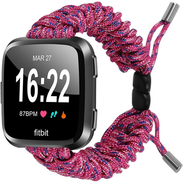 REQO Compatible with Fitbit Versa 2 Bands, Woven Nylon Friendship Rope Outdoor Survival Weave Adjustable Replacement Straps Wristbands Accessories for Versa Lite,Versa 2,SE
