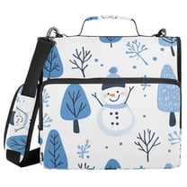 FORMRS Zipper Binder with Shoulder Strap 1.5-inch Ring 500 Sheet Capacity File Bag, Simple Cartoon Snowmen