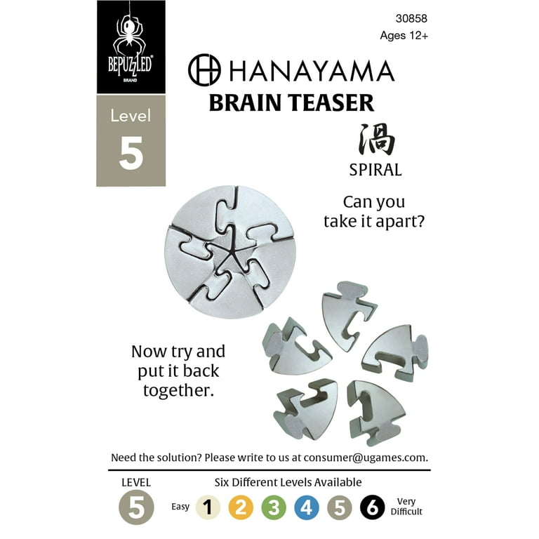 BePuzzled Spiral Hanayama Metal Brainteaser Puzzle Level 5 Ages 12