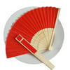 BalsaCircle Decorative Silk Fabric Folding Hand Fans Wedding Favor - Red