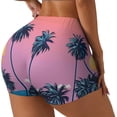 thumbnail image 2 of Xecao Beach with Palm Trees Print Workout Shorts for Women Soft Smooth Gym Yoga Scrunch Active Tennis Workout Running Shorts, 2 of 9