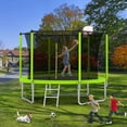 thumbnail image 6 of 8FT Trampoline for Kids,Outdoor Trampoline with Basketball Hoop,Recreational Trampoline with Safety Enclosure Net,Green, 6 of 8