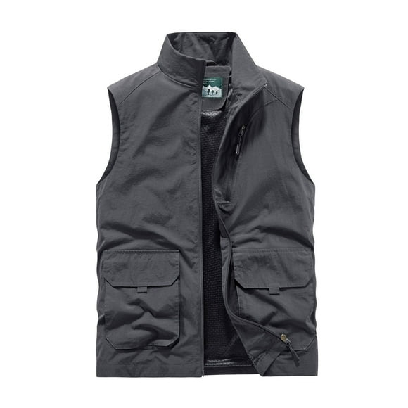 Virmaxy Mens Fishing Vest Outdoor Photography Mountaineering Hunting Travel Multifunctional Vest Quick Dry Multi-Pocket Large Capacity Jacket