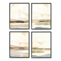 Stupell Industries Sunlit Scenery Horizon Landscapes Painting Black Framed Art Print Wall Art, Set of 4, Design by Annie Warren