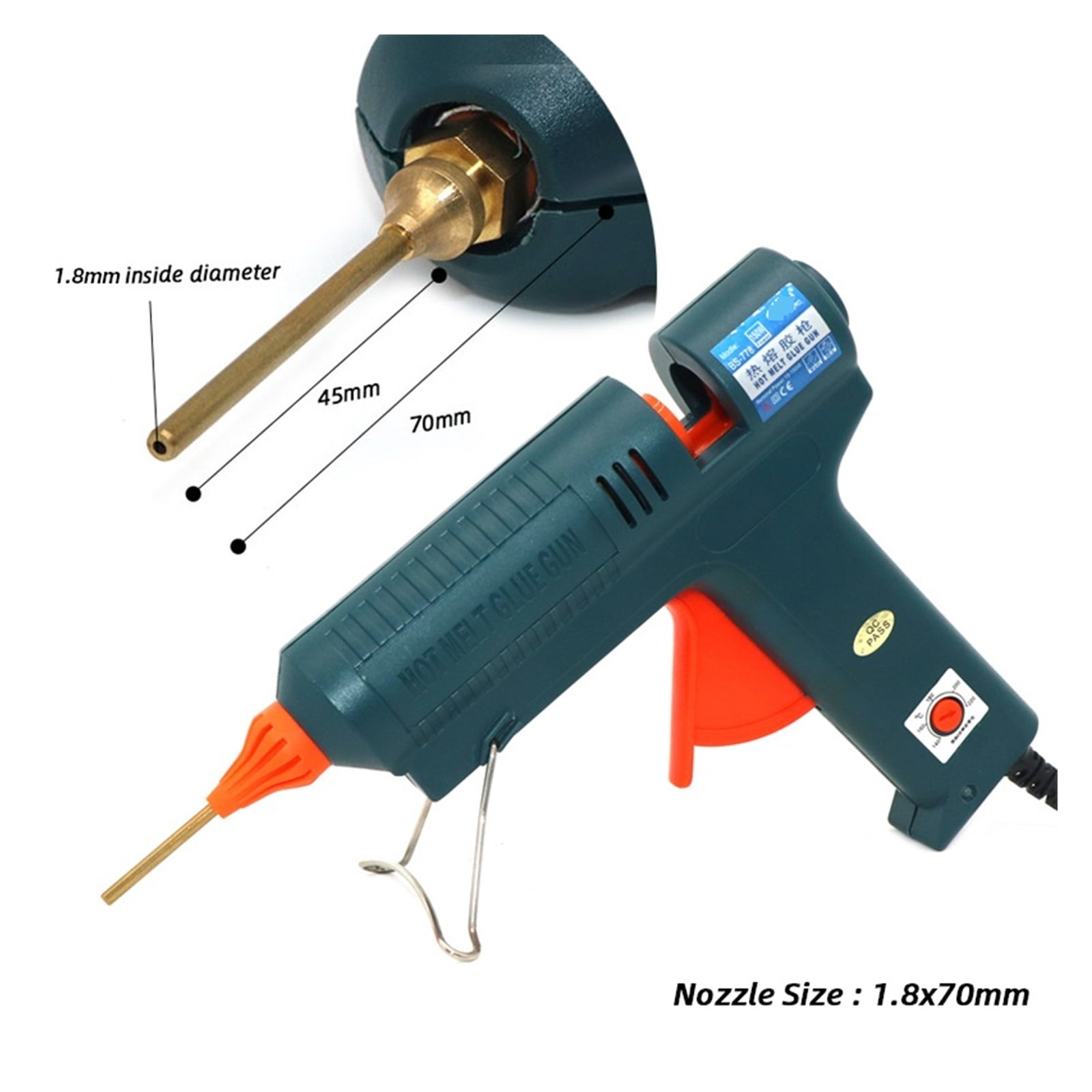 150W Long Copper Nozzle Hot Melt Glue Gun Adjustable Temperature for 11mm Glue Sticks Professional Indusrial Adhesive Glue Gun ,Effortless Crafting