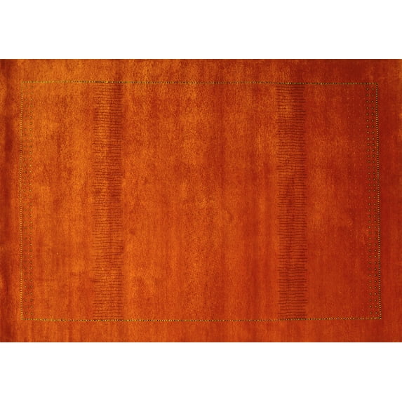 Ahgly Company Indoor Rectangle Abstract Yellow Contemporary Area Rugs, 7' x 9'