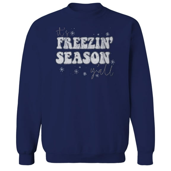 Haywood & Main It'S Freezin Season Graphic Navy Men's Cotton Pullover Sweatshirt