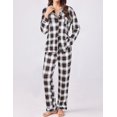 thumbnail image 2 of Ekouaer Womens Pajamas Set 2 Piece Button Down Pjs Soft Long Sleeve Top and Pants Sleepwear Set Lounge Sets Blue Black Plaid, 2 of 5