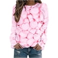 thumbnail image 1 of VALMASS Chandails en Molleton de la Saint-Valentin pour Femmes Manches Longues Imprimé Cœur Hauts Décontractés Col Rond Blouses d'Extérieur (L, Rose), 1 of 3