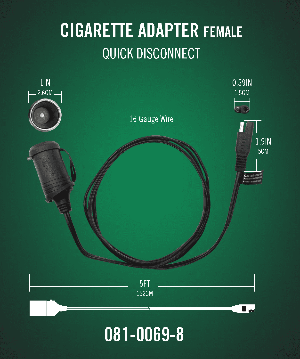 cigarette lighter to battery adapter 1.5M Car Terminal Clamp Clip-on Socket Power Car Booster Jumper Cables The cord that has word is Positive and the cord without word is Negative. TERA BTE-50 Battery Eliminator Cigarette