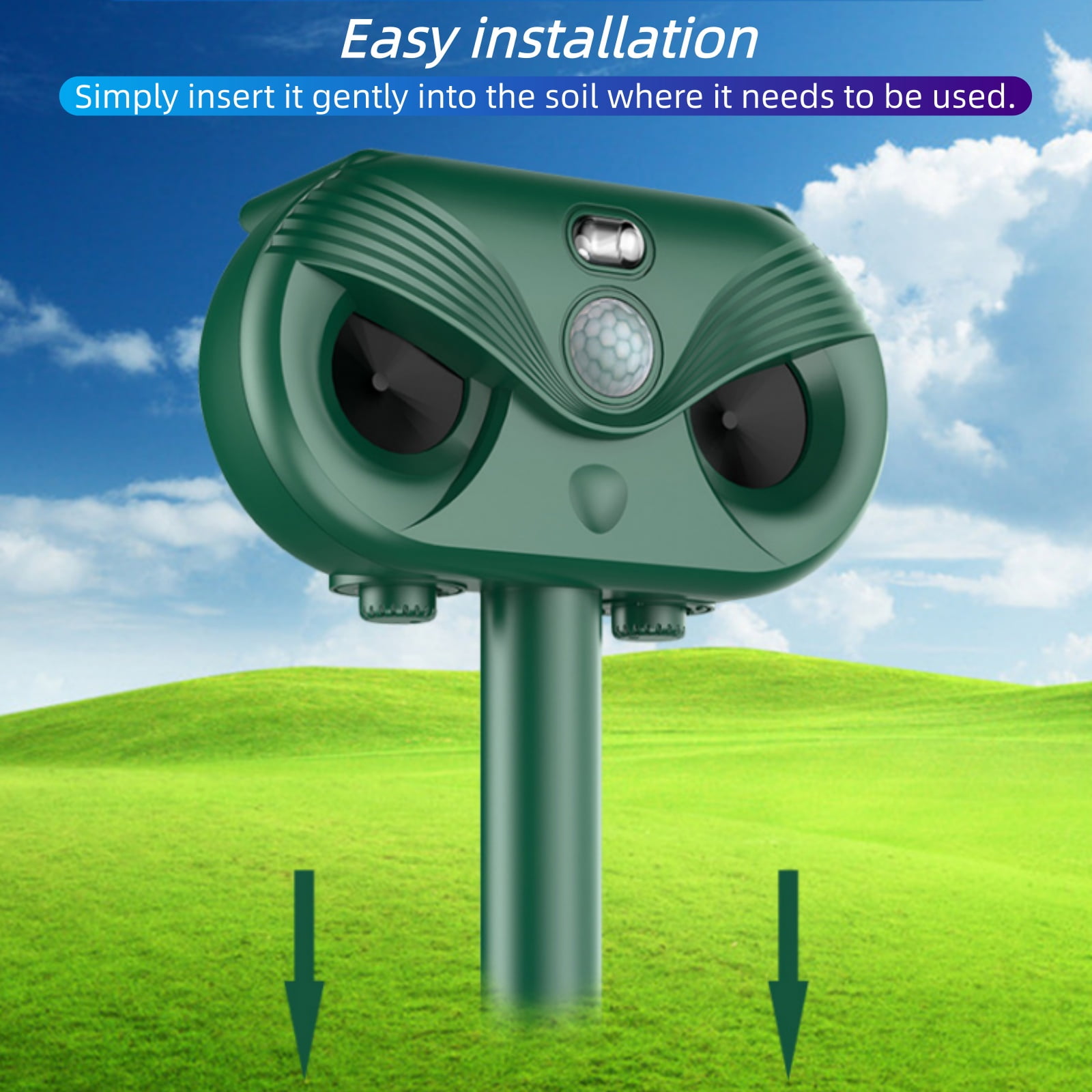 Paddsun Solar Ultrasonic Animal Traps,2 Pack Outdoor Deer Traps Devices Ainimal Deer Cat Traps with Infrared Sensor to Scare Squirrel Rabbit Traps for Yard Garden