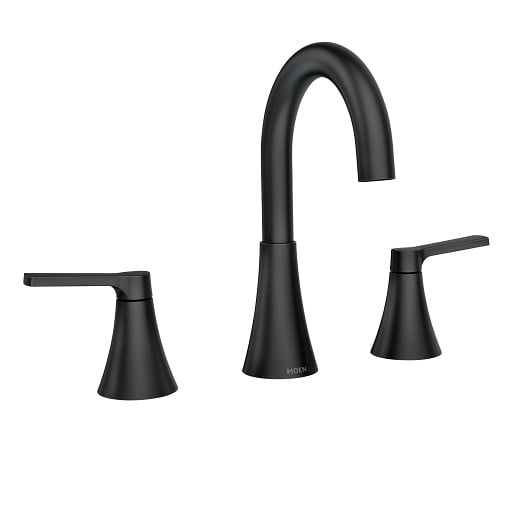 Moen Mikah Matte Black Two-Handle Bathroom Sink Faucet 4 in
