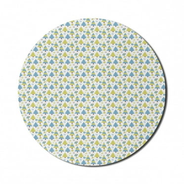 Christmas Mouse Pad for Computers, Trees and Presents with Ornaments, Round Non-Slip Thick Rubber Modern Gaming Mousepad, 8" Round, Sky Blue Yellow Green, by Ambesonne