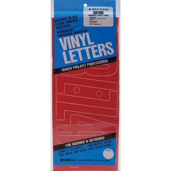 Permanent Adhesive Vinyl Numbers 6" 48/Pkg-Red