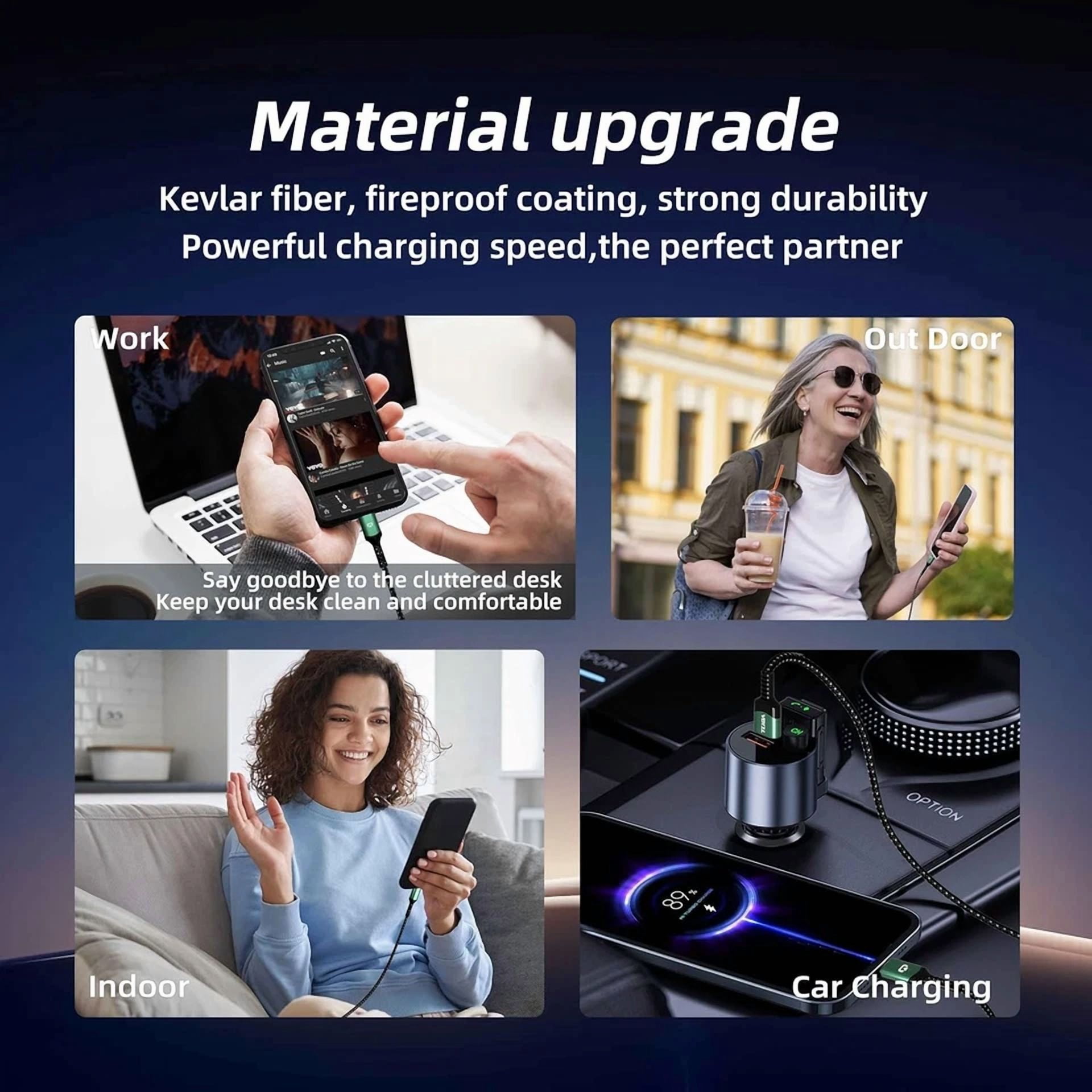 CRESTIN- Micro Usb Cable 3.3Ft Fast Charging 2.0 3.1A & 480Mbps Data Sync Green
