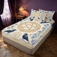 thumbnail image 3 of Homewish Gothic Crow Moth Zipper Twin Comforter Sets with Fitted Sheet and 2 Pillowcases, Blue Flowers Zipper Bedding Set, Sun Moon Decor, Gray Reversible, 3 of 7
