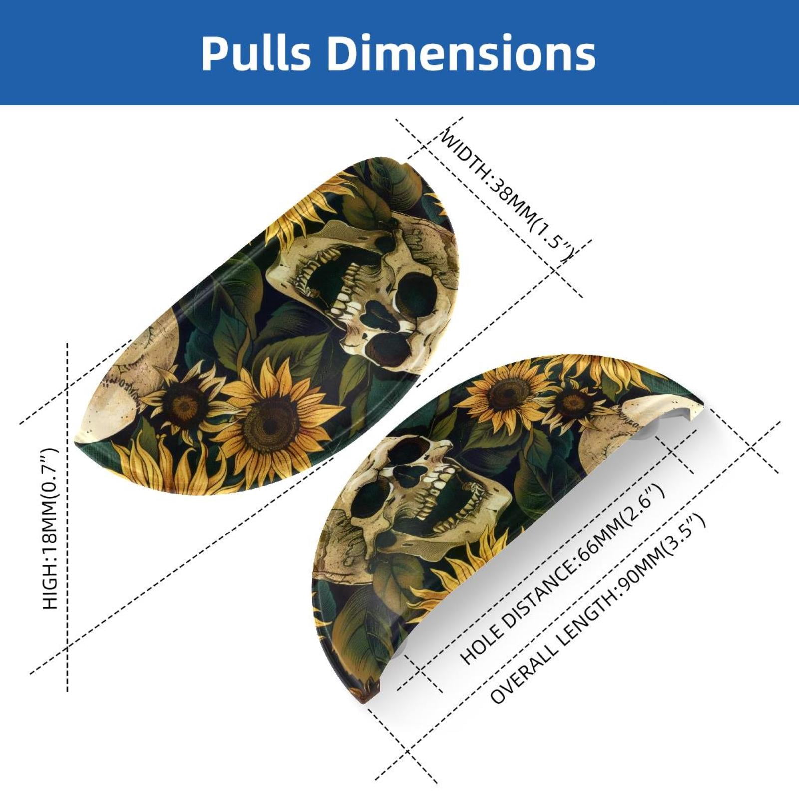 PhooArto 6 Pcs Cup Drawer Pulls, Sunflower and Skull Shell Shape Handles Cabinet Knobs for Dresser Cupboard Closet Wardrobe with Screws