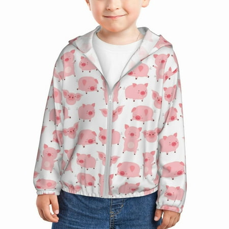 

Vsdgher Kawaii Pigs Kids Sun Protection Hoodie with Zip Rash Guard Tops Children s Long Sleeve Sun Protection Clothing - 4 Years
