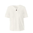 thumbnail image 4 of Rggeeun Short Sleeve Cardigan for Women Lightweight Cardigans Button Down Hollow-Out Knit Tops V Neck Casual Clothes Office Wear Stylish,White,3XL, 4 of 5