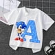 thumbnail image 2 of Nuevas camisetas de Sonics para niños, camisetas gráficas con letras en inglés de dibujos animados, lindas camisetas casuales de manga corta para niños, ropa para niños 2024, 2 of 5