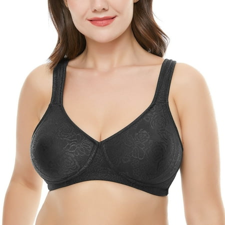 Wingslove Women s Full Coverage Wireless Support Non Padded Plus Size Minimizer Bra Black 42B